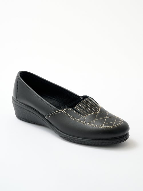 Mocasines de piel anchos confort elásticos - Afibel - Kiabi