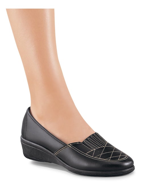 Mocasines de piel anchos confort elásticos - Afibel - Kiabi