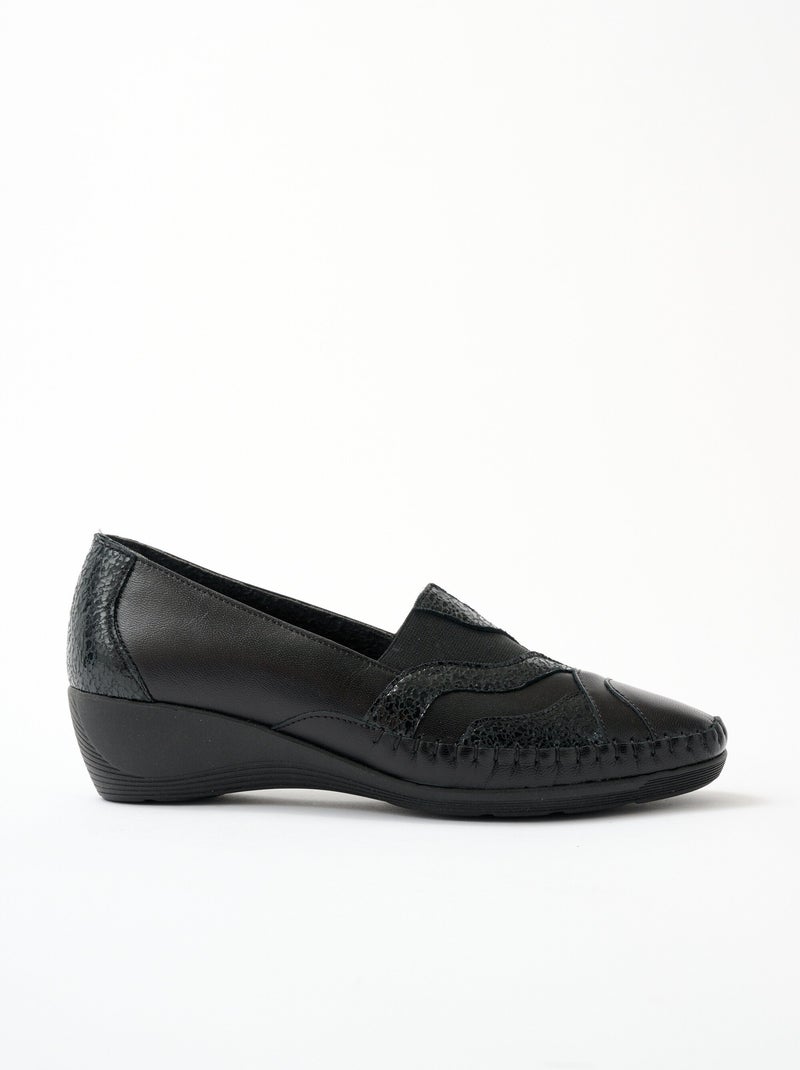 Mocasines de piel anchos y cómodos - Afibel Negro - Kiabi