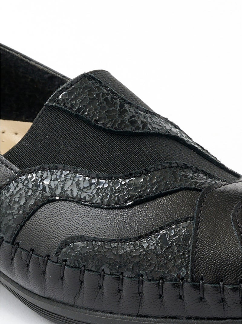 Mocasines de piel anchos y cómodos - Afibel Negro - Kiabi