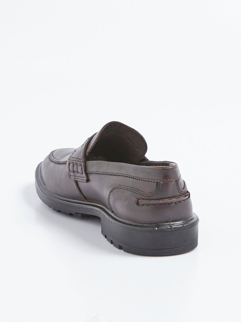 Mocasines de piel con suela antideslizante - AFIBEL Marrón - Kiabi
