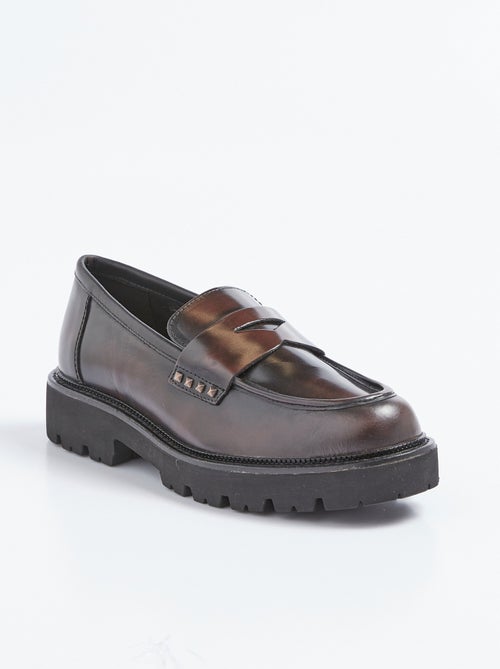 Mocasines de piel con suela gruesa y dentada - AFIBEL - Kiabi