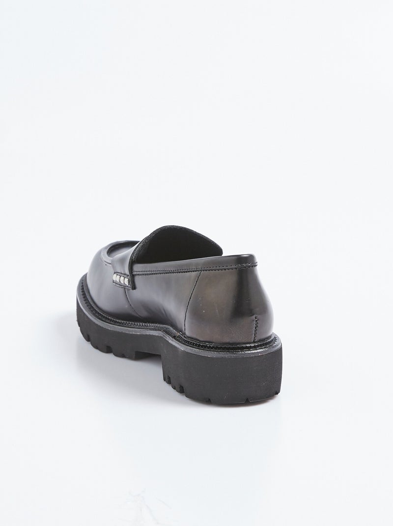 Mocasines de piel con suela gruesa y dentada - AFIBEL Negro - Kiabi