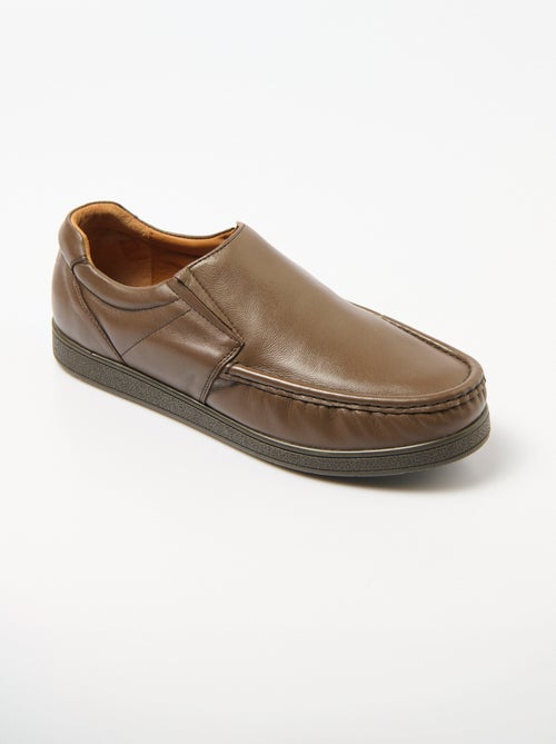 Mocasines de piel elástica con suela extraíble. - Afibel - Kiabi