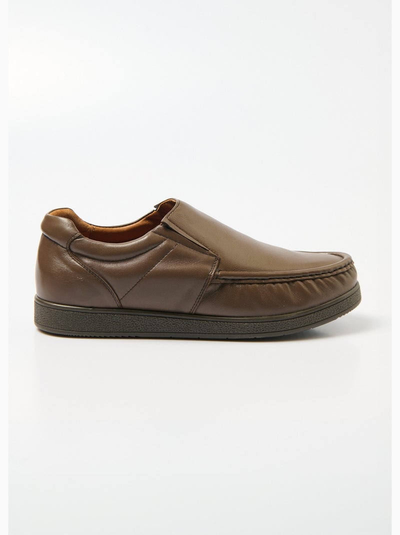 Mocasines de piel elástica con suela extraíble. - Afibel Marrón - Kiabi