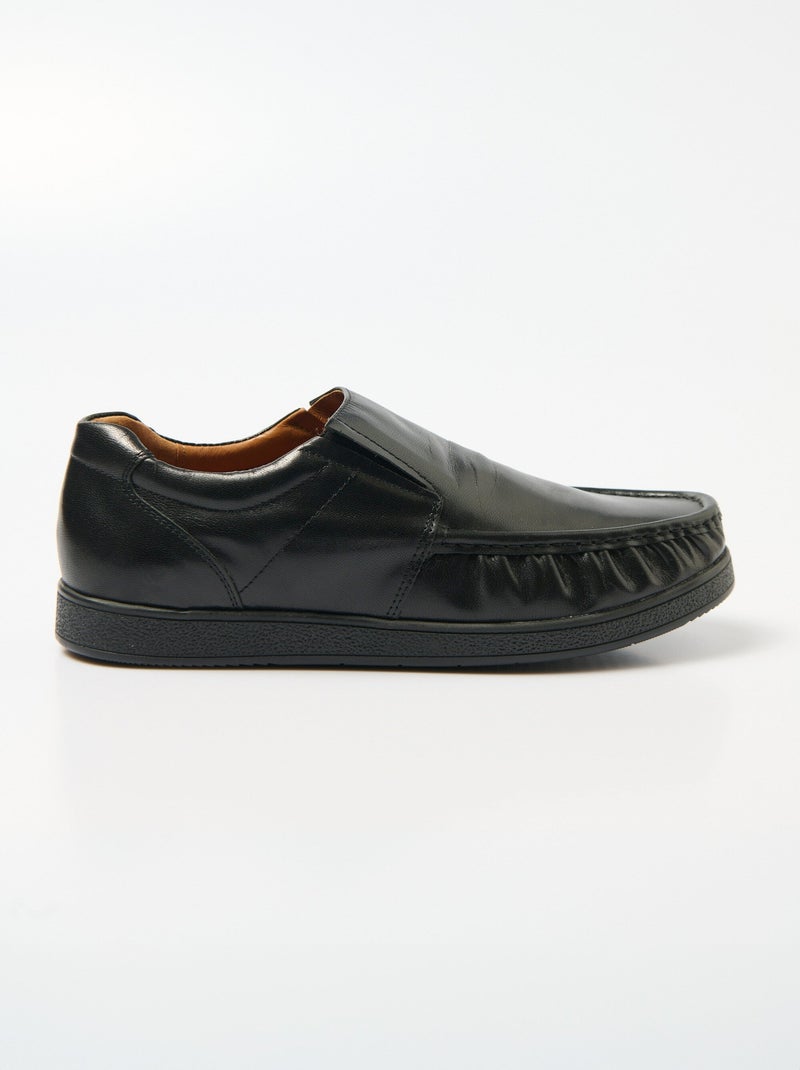 Mocasines de piel elástica con suela extraíble. - Afibel Negro - Kiabi