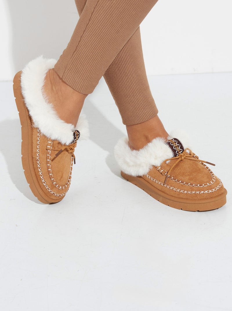 Mocasines de piel y trenzas indias - AFIBEL Camel - Kiabi