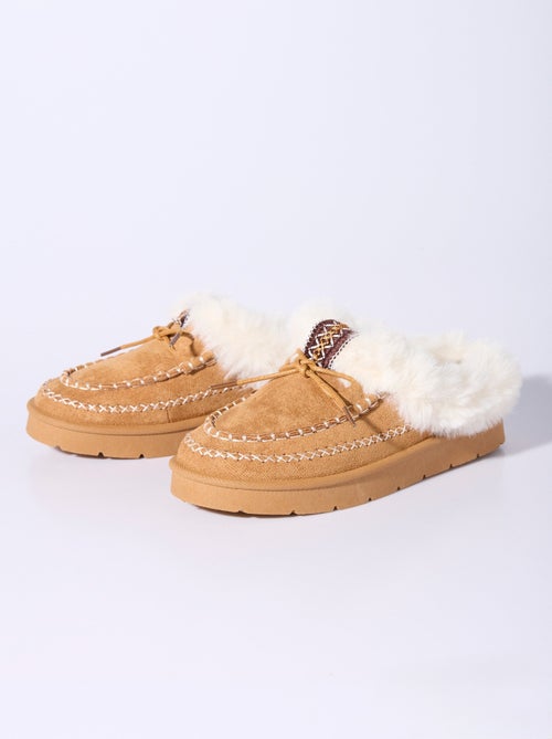 Mocasines de piel y trenzas indias - AFIBEL - Kiabi