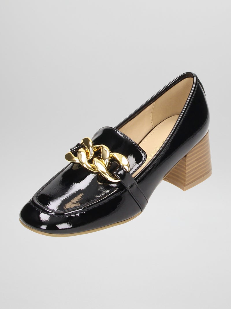 Mocasines de tacón de charol NEGRO - Kiabi
