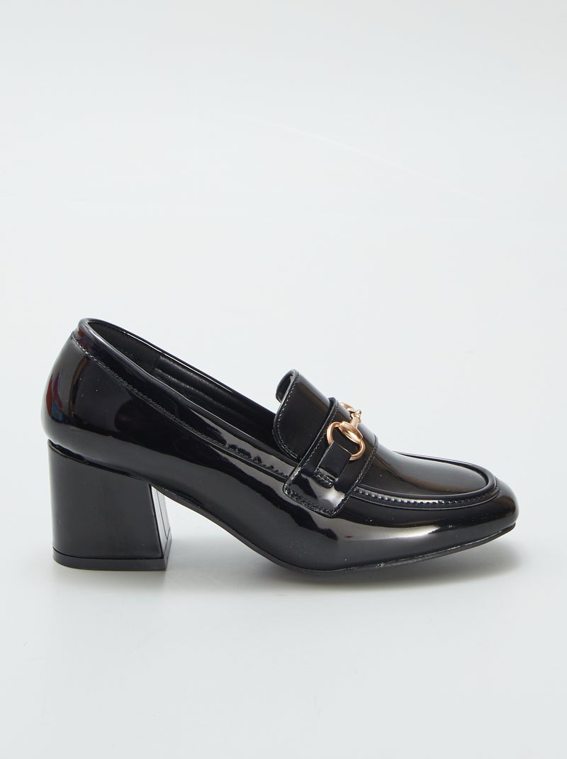 Mocasines de tacón de charol NEGRO - Kiabi