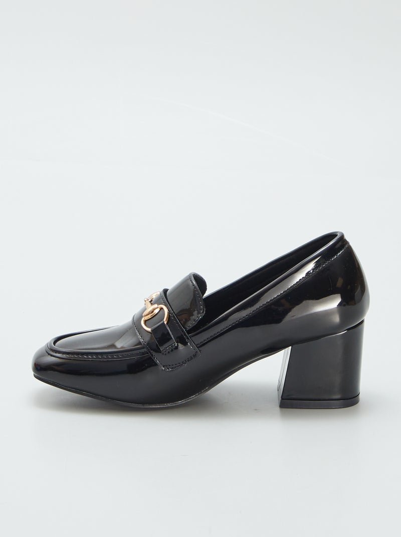 Mocasines de tacón de charol NEGRO - Kiabi