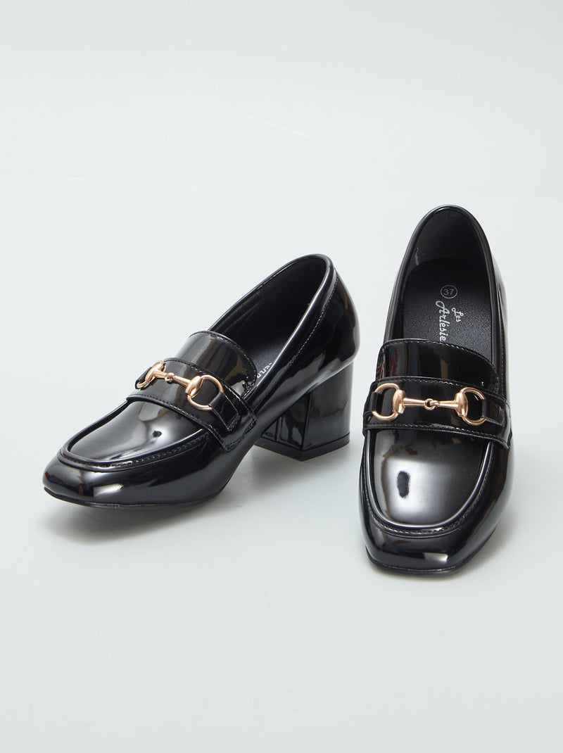 Mocasines de tacón de charol NEGRO - Kiabi