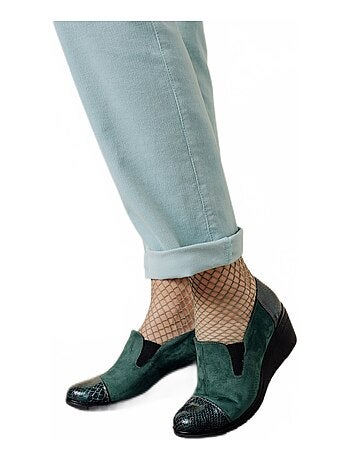 Mocasines elásticos con cuña ancha y confort. - Afibel