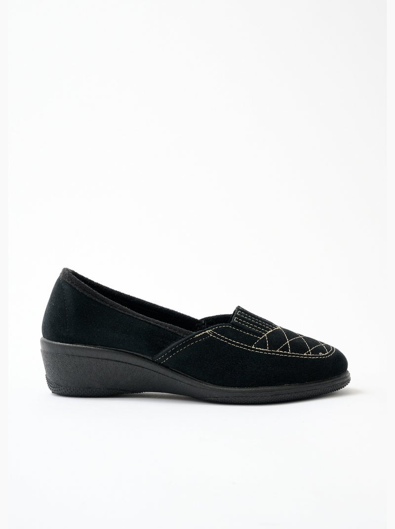 Mocasines elásticos de piel anchos - Afibel Negro - Kiabi