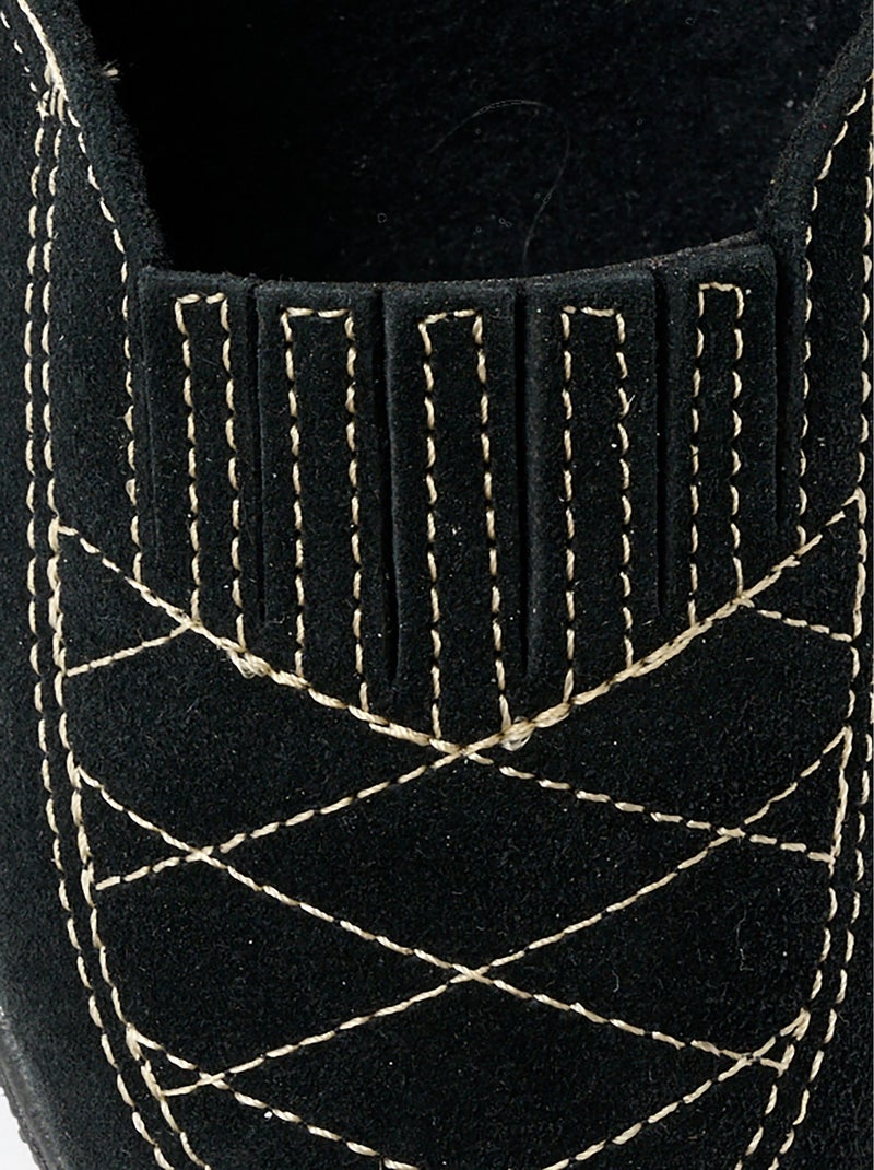 Mocasines elásticos de piel anchos - Afibel Negro - Kiabi
