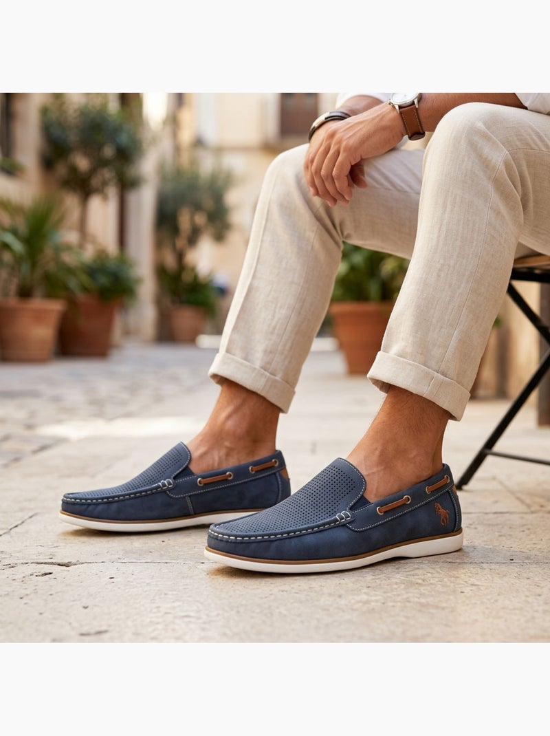 Mocasines hombre transpirables perforados confort verano OZABI Azul marino - Kiabi