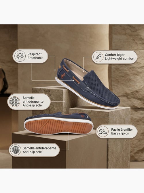 Mocasines hombre transpirables perforados confort verano OZABI - Kiabi Mocasines hombre transpirables perforados confort verano OZABI - Kiabi