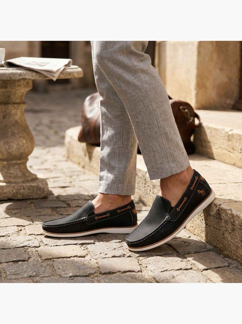 Mocasines hombre transpirables perforados confort verano OZABI Negro - Kiabi