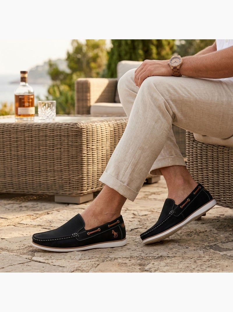 Mocasines hombre transpirables perforados confort verano OZABI Negro - Kiabi
