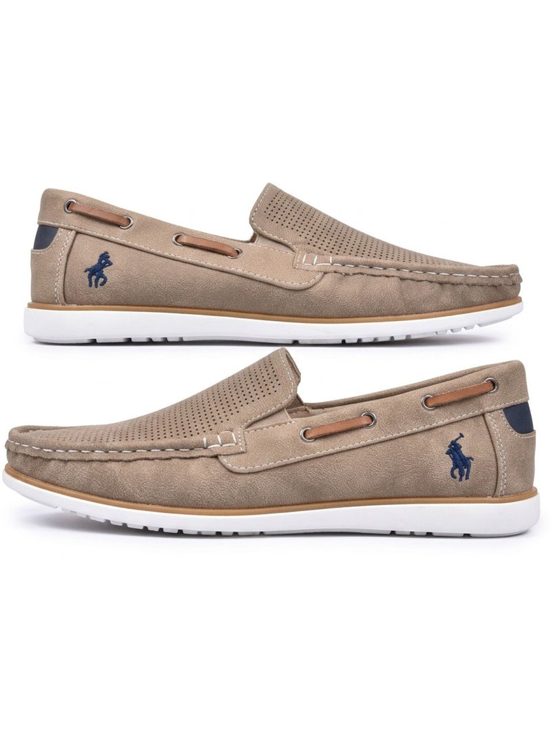 Mocasines hombre transpirables perforados confort verano OZABI Taupe - Kiabi