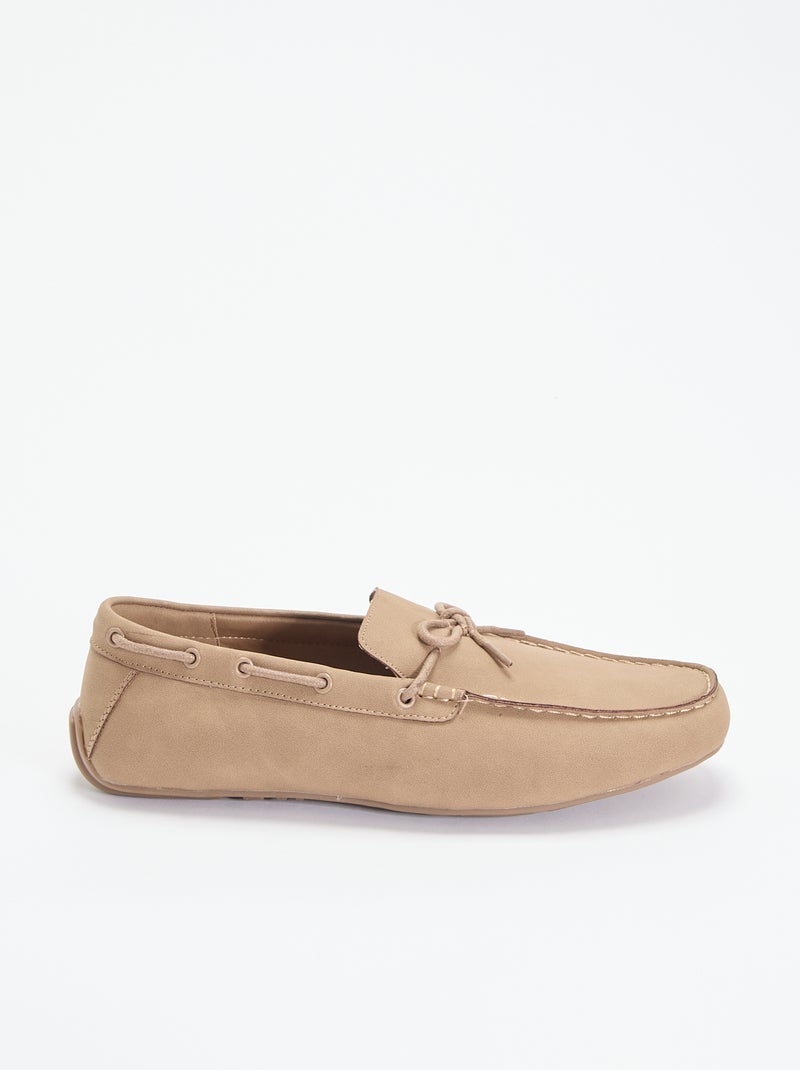 Mocasines lisos de antelina Beige - Kiabi