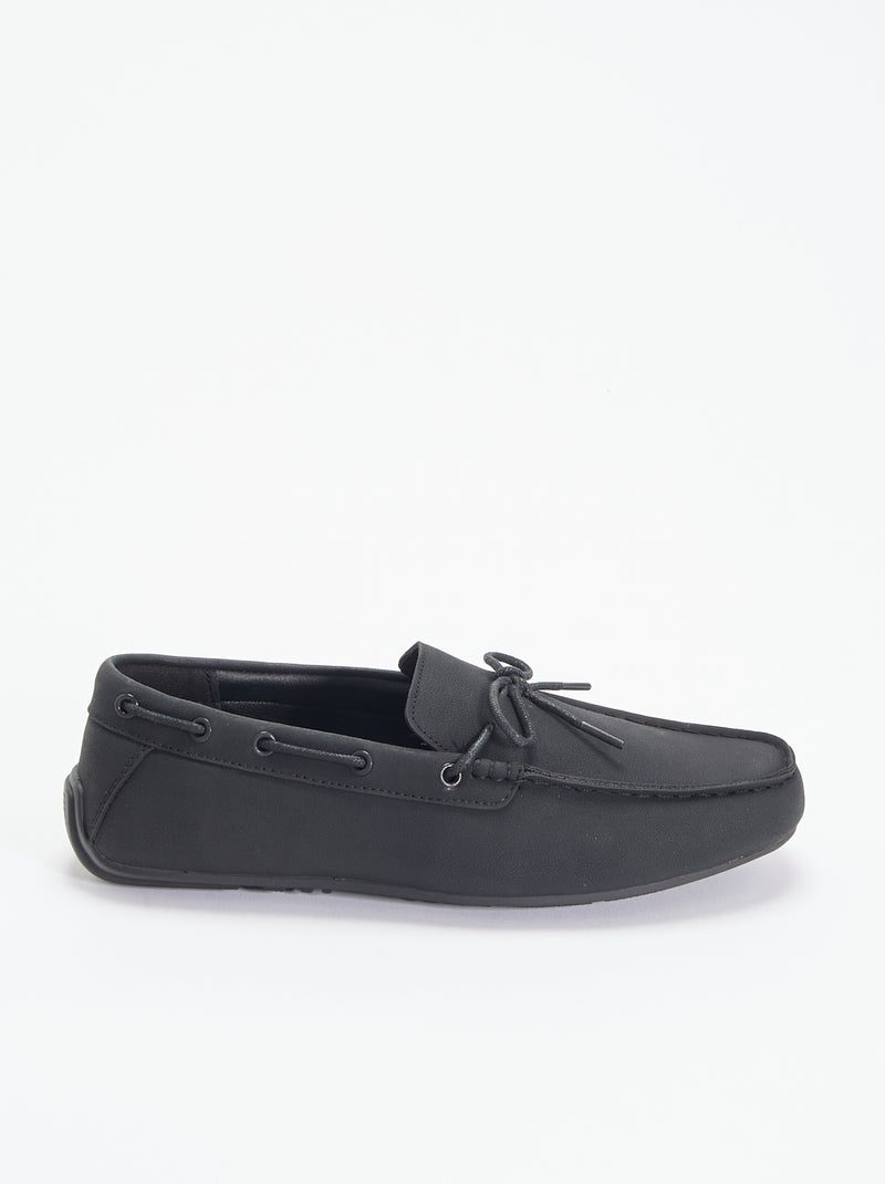 Mocasines lisos de antelina Negro - Kiabi