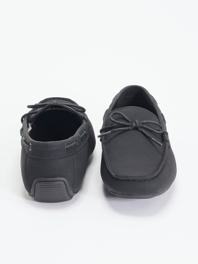 Mocasines lisos de antelina Negro - Kiabi
