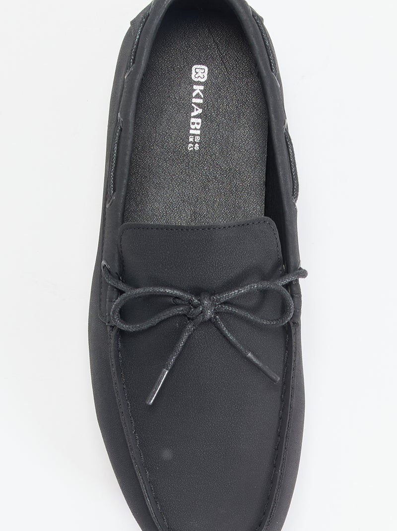 Mocasines lisos de antelina Negro - Kiabi