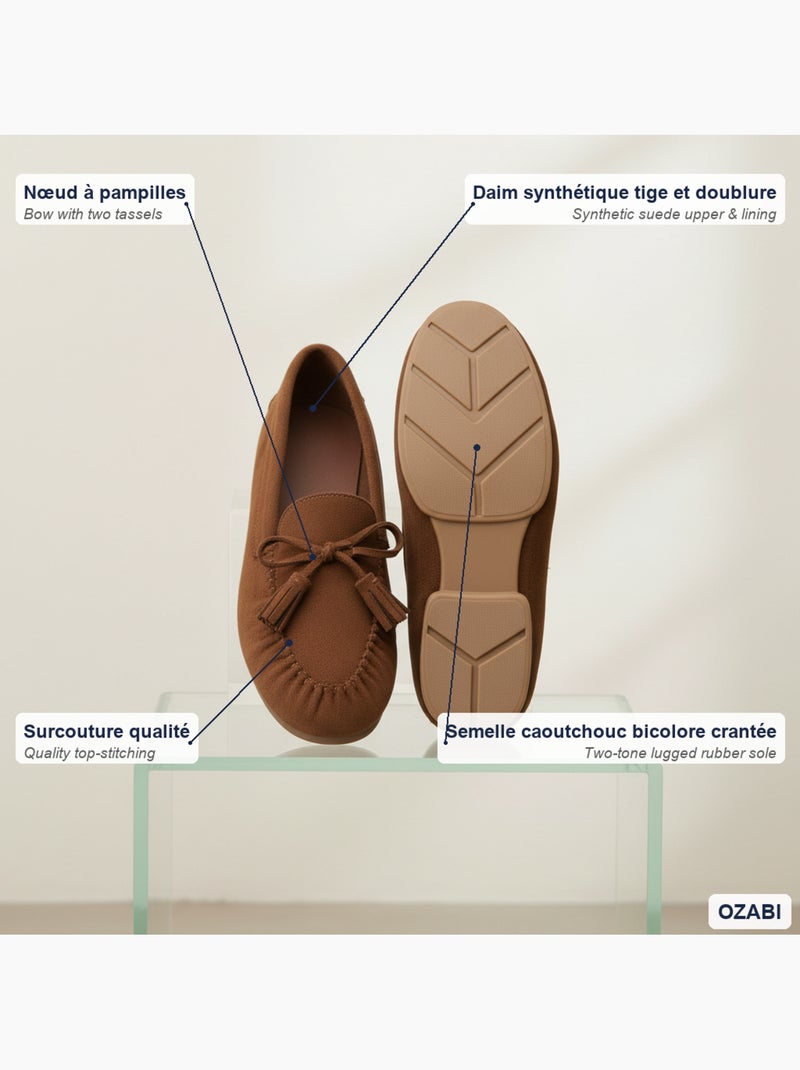 Mocasines mujer bobo chic nudo borlas ante sintético ozabi Cognac - Kiabi