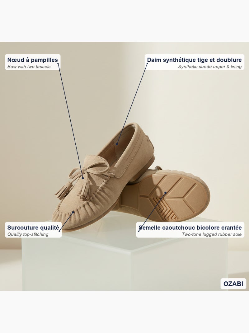 Mocasines mujer bobo chic nudo borlas ante sintético ozabi Taupe - Kiabi