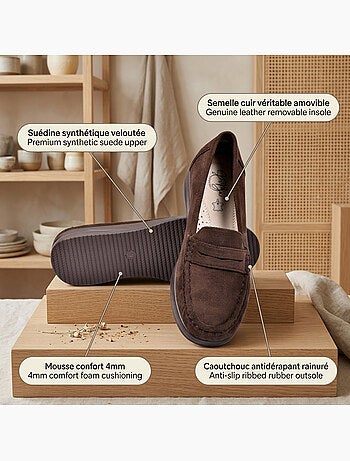 Mocasines Mujer Penny Loafer Ante Confort OZABI
