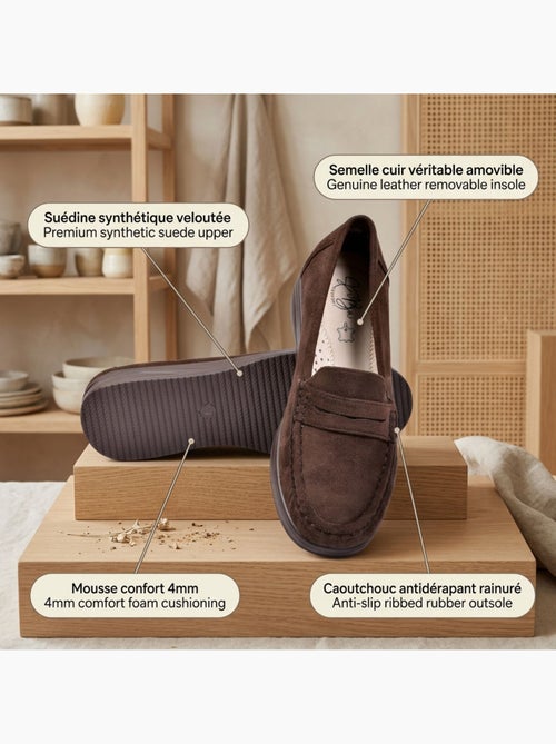 Mocasines Mujer Penny Loafer Ante Confort OZABI - Kiabi Mocasines Mujer Penny Loafer Ante Confort OZABI - Kiabi