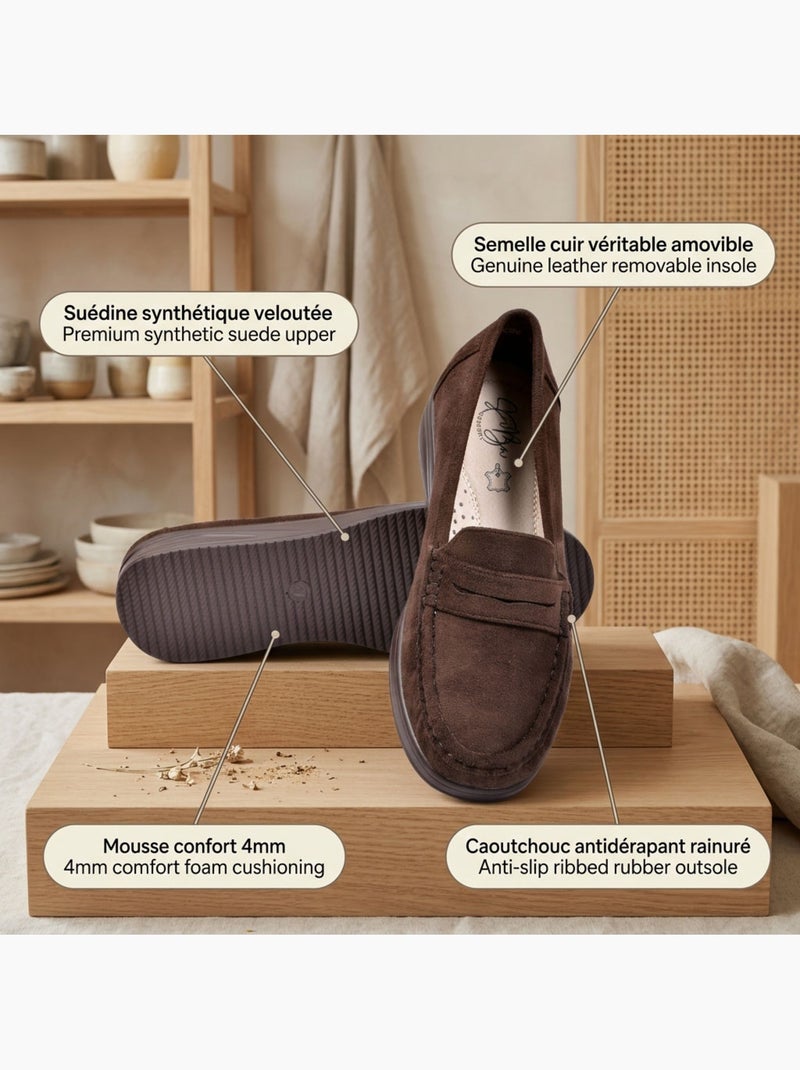 Mocasines Mujer Penny Loafer Ante Confort OZABI Marrón - Kiabi