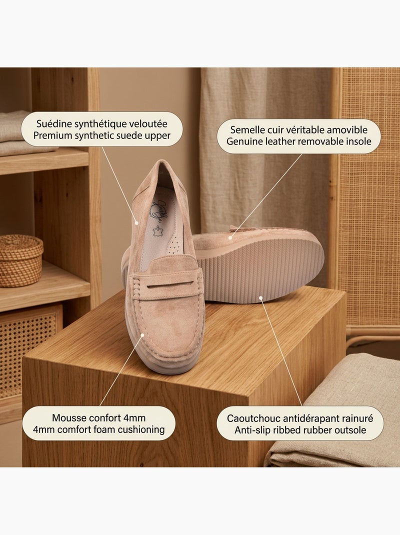 Mocasines Mujer Penny Loafer Ante Confort OZABI Taupe - Kiabi