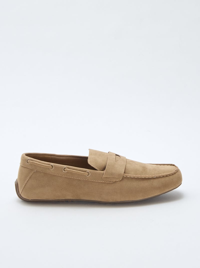 Mocasines náuticos de ante liso Beige - Kiabi