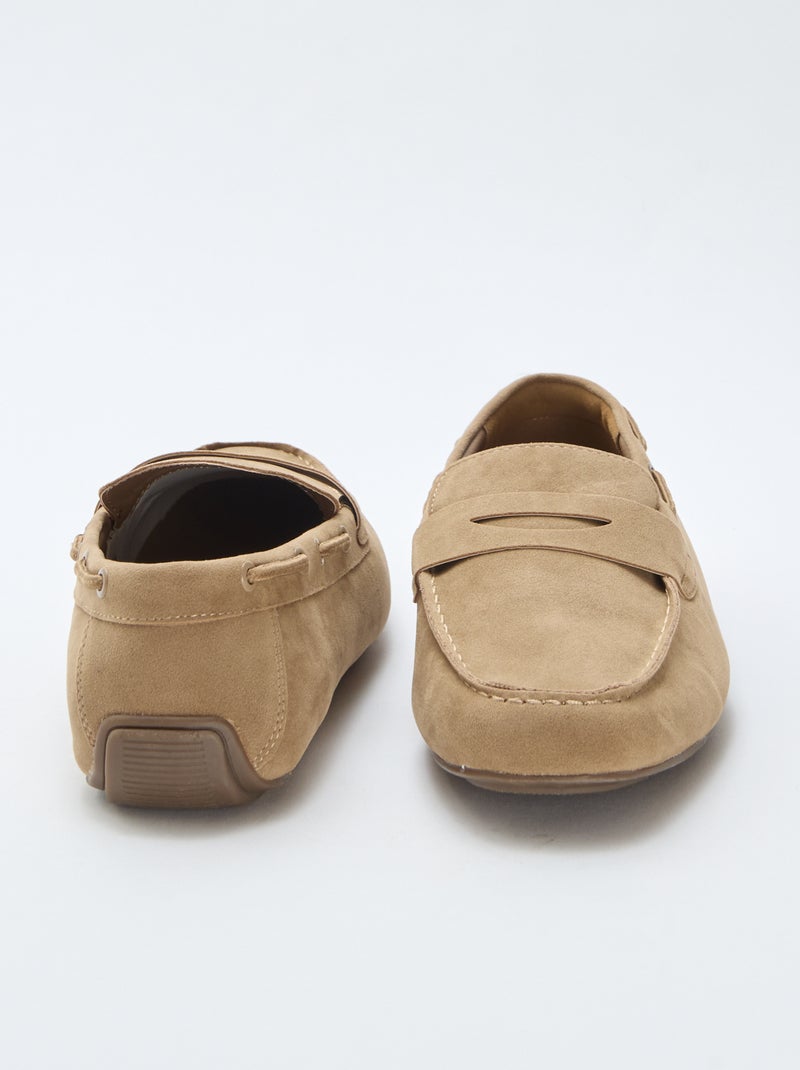 Mocasines náuticos de ante liso Beige - Kiabi
