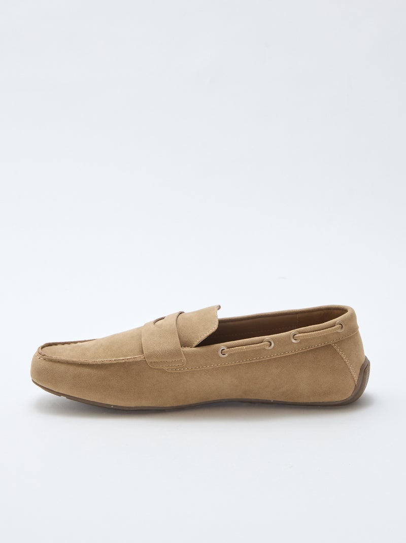 Mocasines náuticos de ante liso Beige - Kiabi