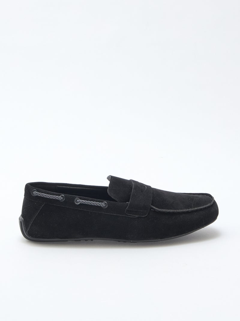 Mocasines náuticos de ante sintético liso Negro - Kiabi