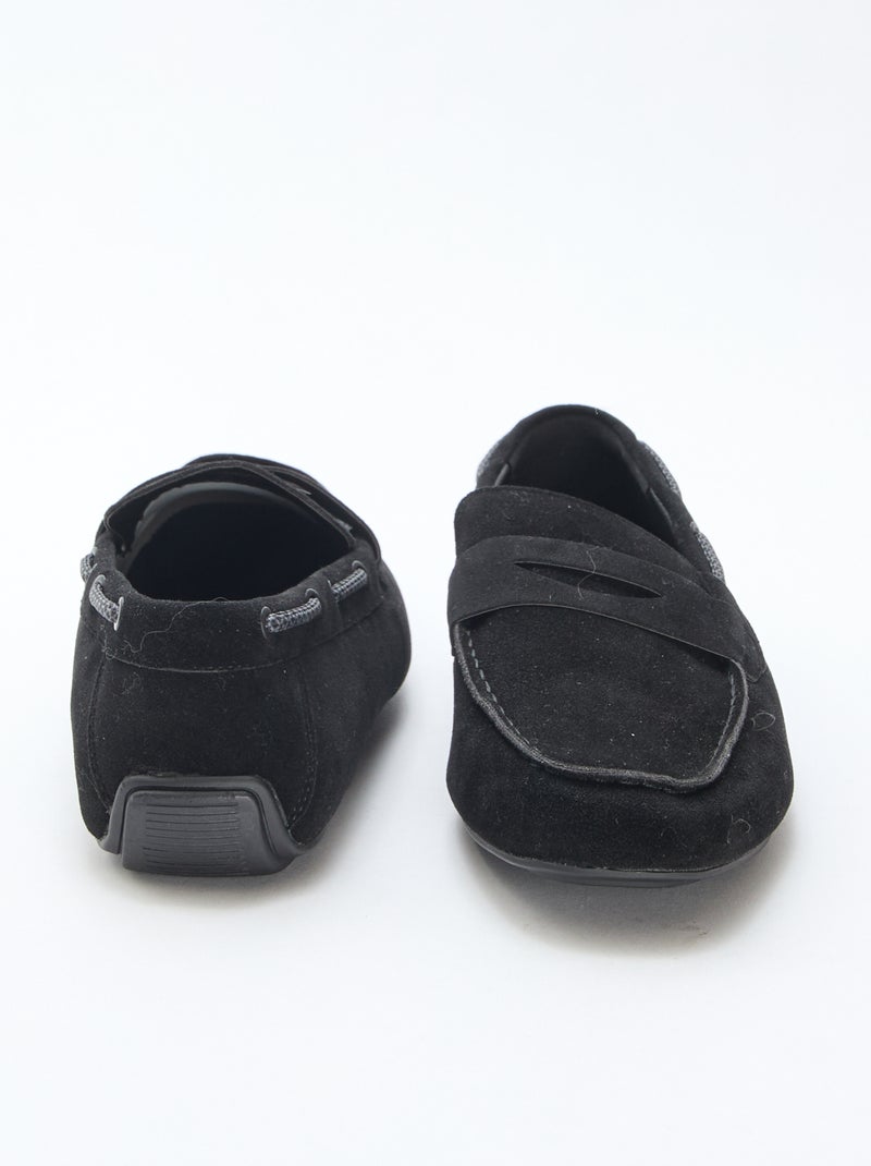 Mocasines náuticos de ante sintético liso Negro - Kiabi