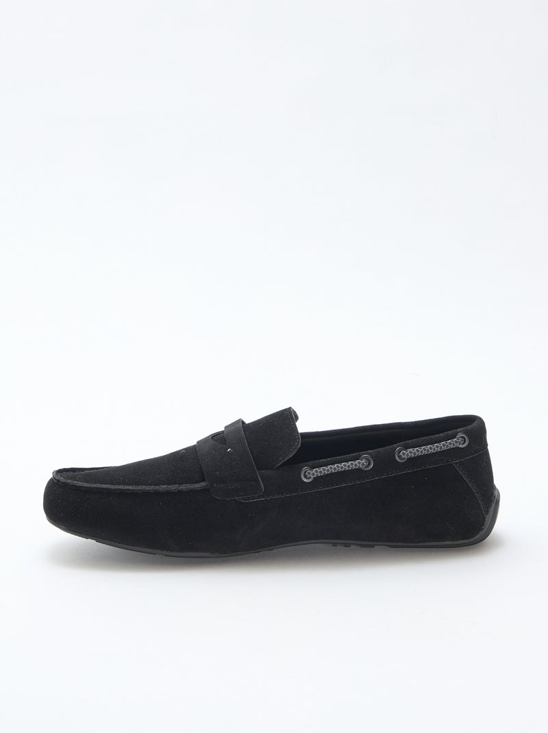 Mocasines náuticos de ante sintético liso Negro - Kiabi