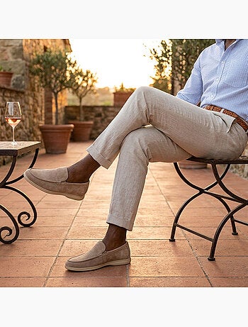 Mocasines OZABI para hombre, de ante sintético de primera calidad, cómodos y sin cordones