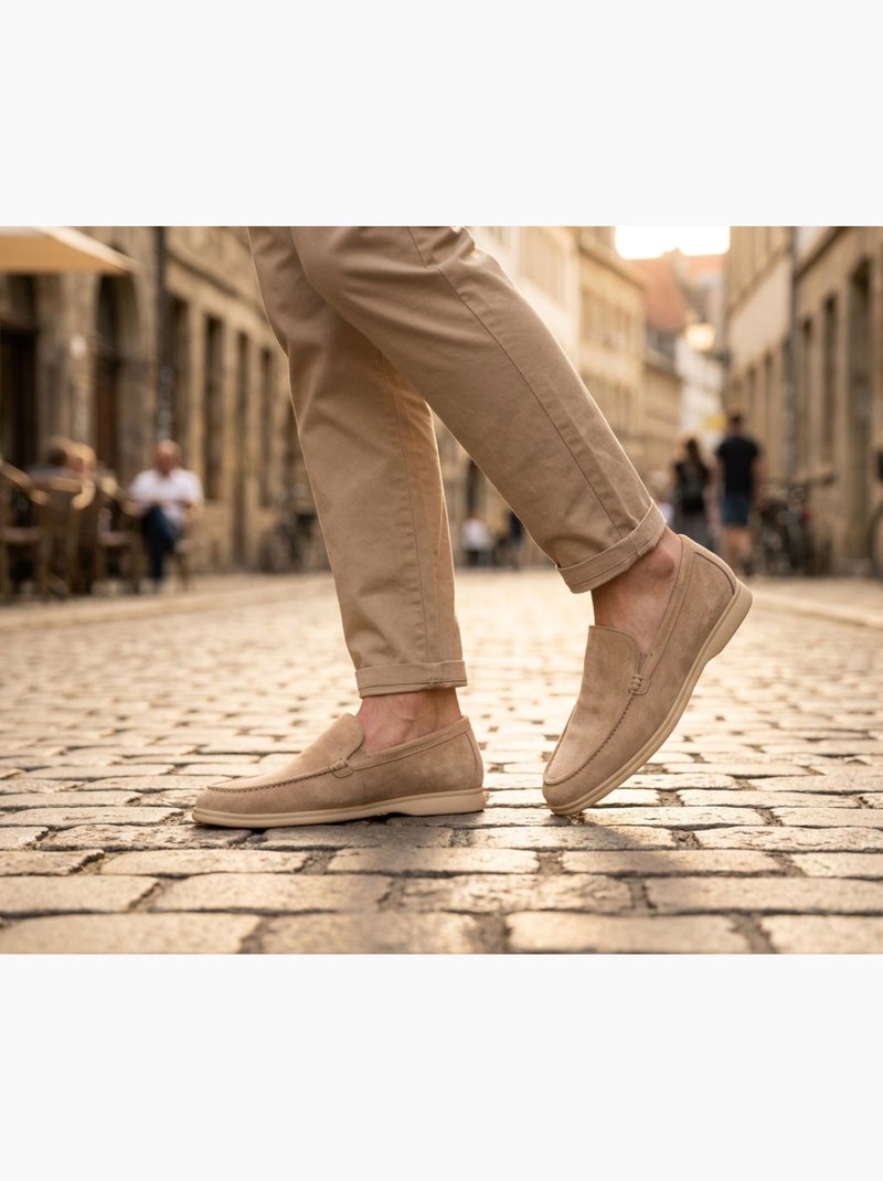 Mocasines OZABI para hombre, de ante sintético de primera calidad, cómodos y sin cordones Beige - Kiabi