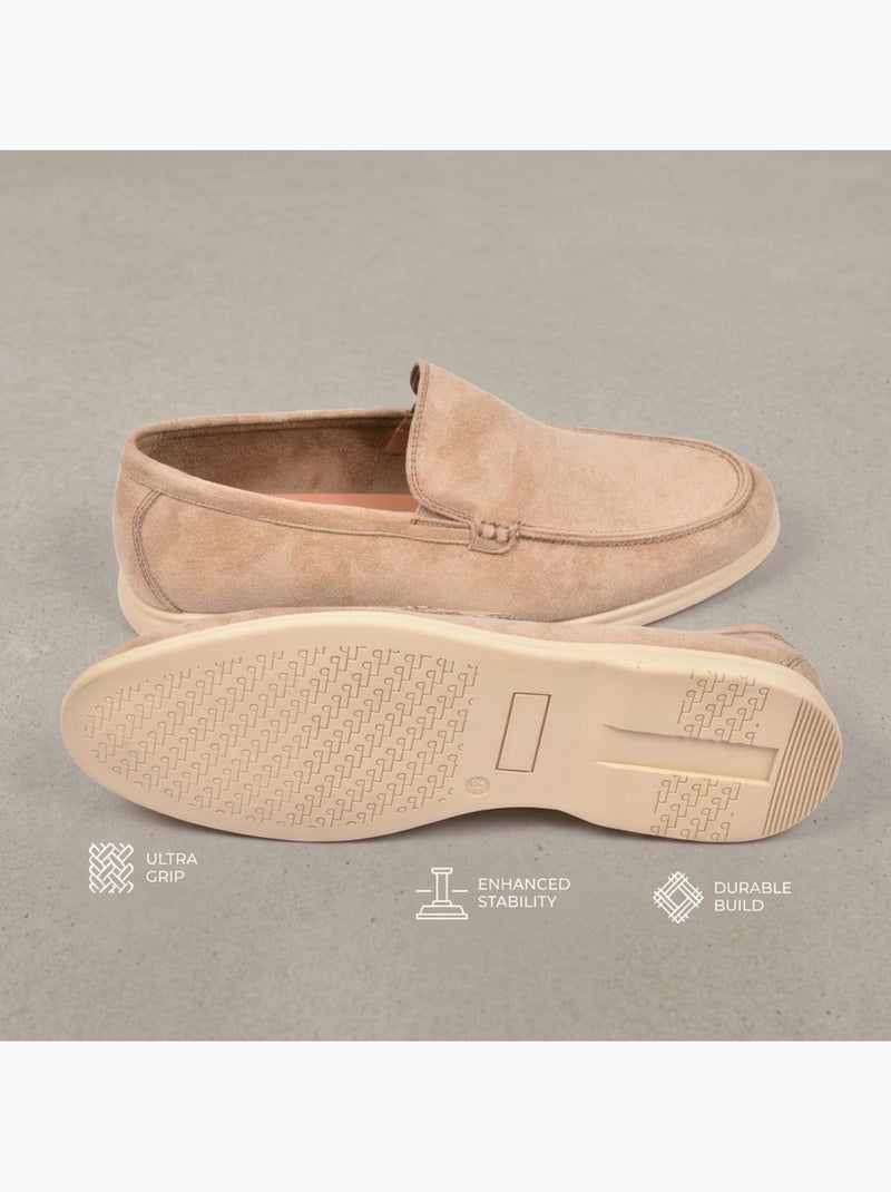 Mocasines OZABI para hombre, de ante sintético de primera calidad, cómodos y sin cordones Beige - Kiabi