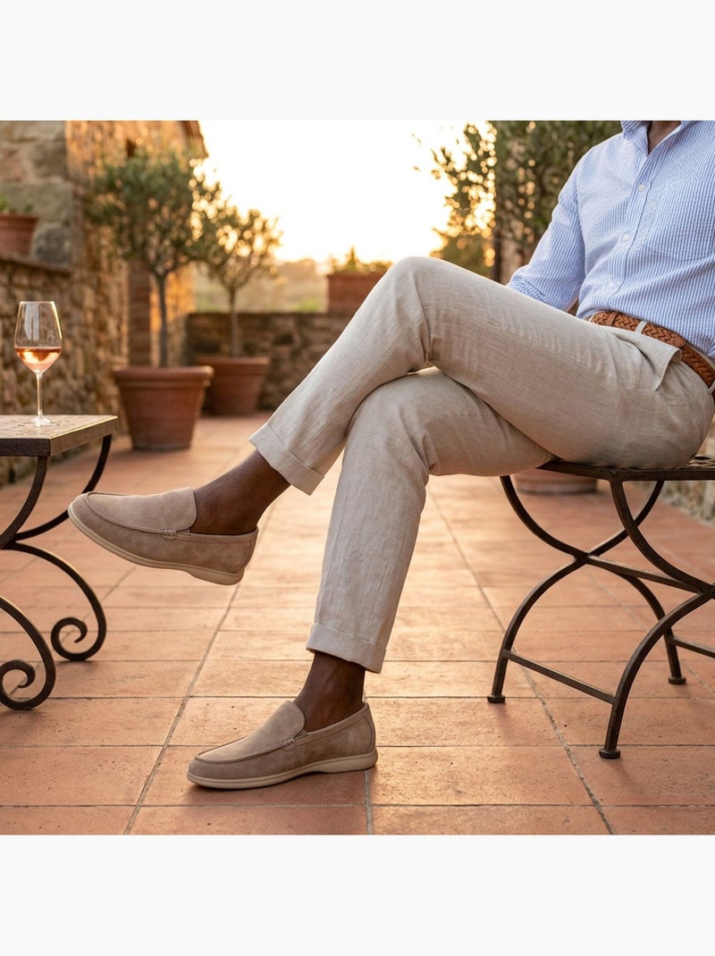 Mocasines OZABI para hombre, de ante sintético de primera calidad, cómodos y sin cordones Beige - Kiabi