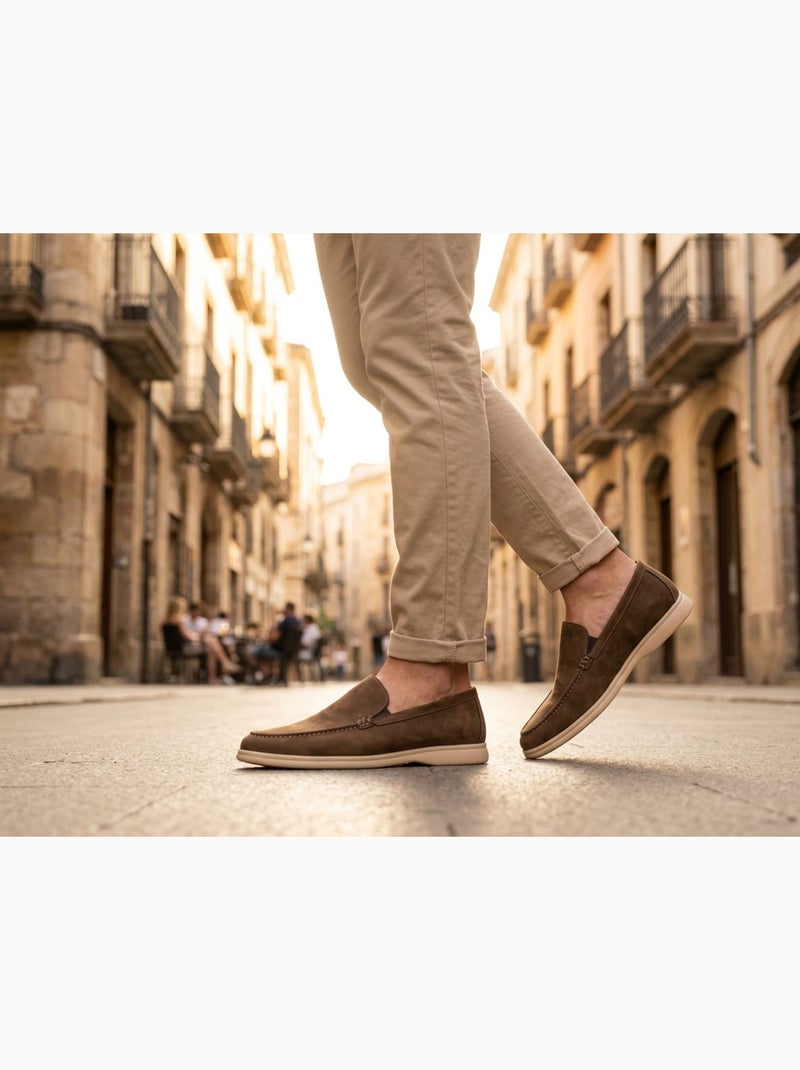 Mocasines OZABI para hombre, de ante sintético de primera calidad, cómodos y sin cordones Marrón - Kiabi