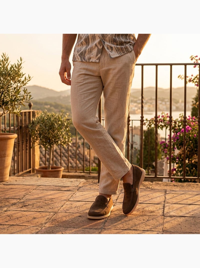 Mocasines OZABI para hombre, de ante sintético de primera calidad, cómodos y sin cordones Marrón - Kiabi