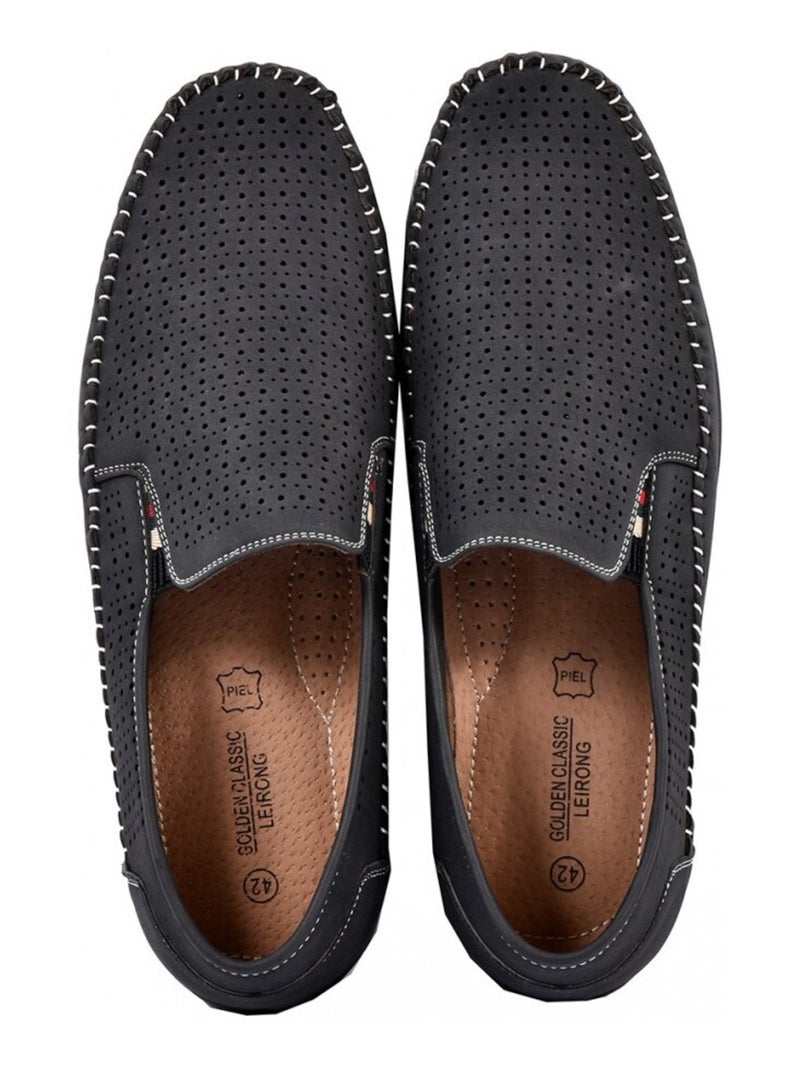 Mocasines para Hombre Forro de Cuero Premium Negro - Kiabi