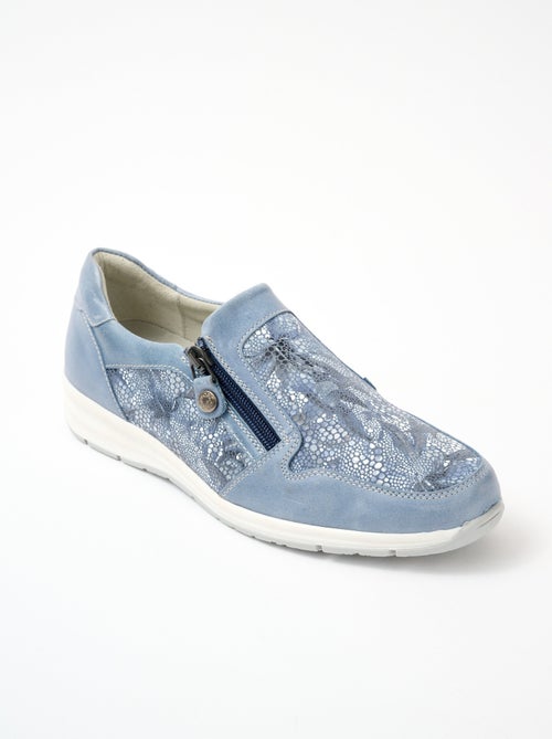 Mocasines piel con cremallera ancho confort - Afibel - Kiabi