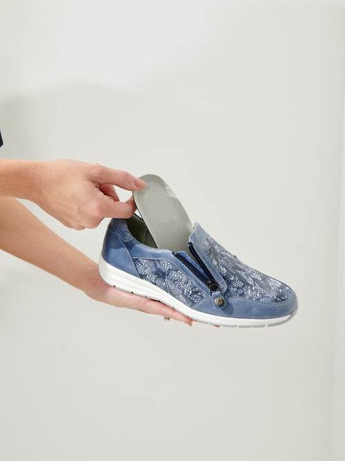 Mocasines piel con cremallera ancho confort - Afibel - Kiabi