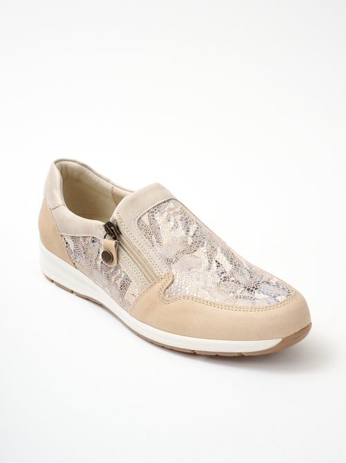 Mocasines piel con cremallera ancho confort - Afibel - Kiabi